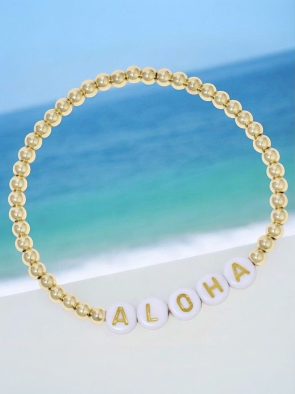 Hand Crafted Gold Summer Bead Stretch Bracelets
